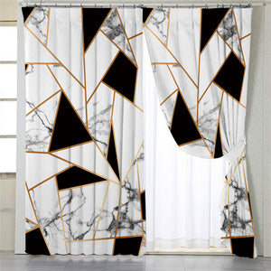 Marble Motif Tiles 2 Panel Curtains