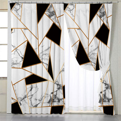Image of Marble Motif Tiles 2 Panel Curtains