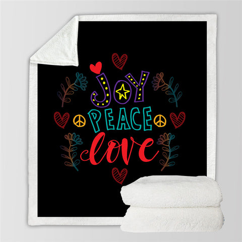 Image of Joy Peace Love Sherpa Fleece Blanket