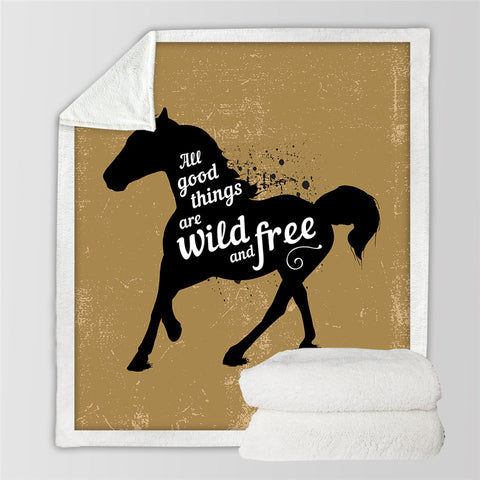 Image of Wild Free Horse Sherpa Fleece Blanket
