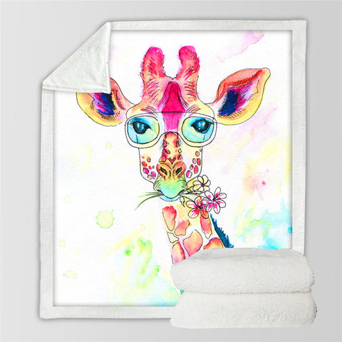 Image of Cute Giraffe Sherpa Fleece Blanket - Beddingify