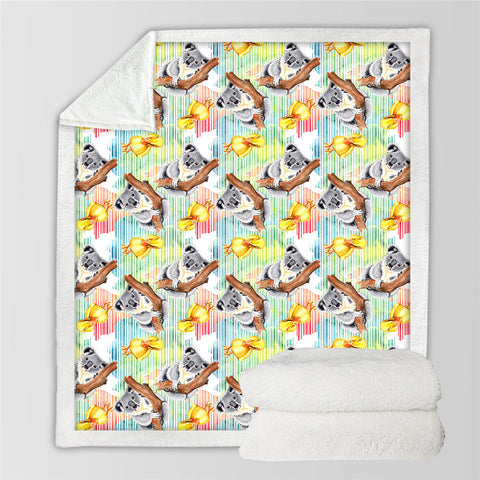 Image of Cute Koala Sherpa Fleece Blanket