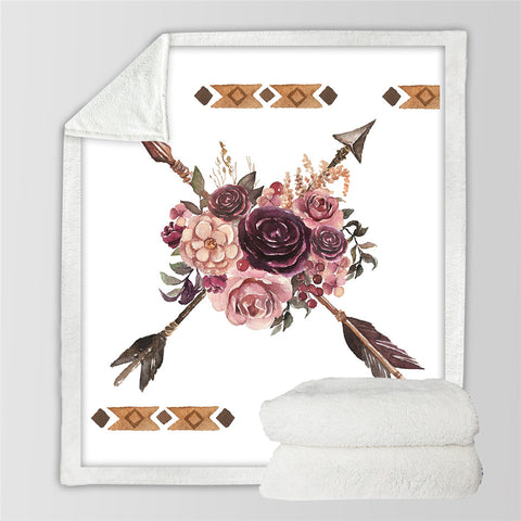 Image of Flowers Arrow Sherpa Fleece Blanket - Beddingify