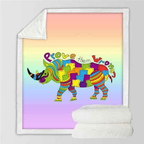 Image of Cartoon Rhino Sherpa Fleece Blanket - Beddingify