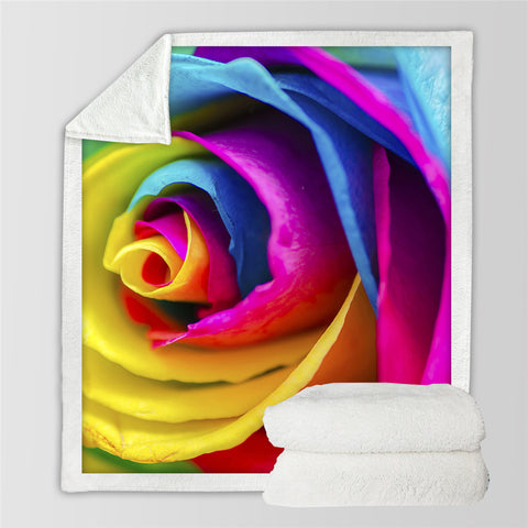 Image of Colorful Rose Sherpa Fleece Blanket - Beddingify