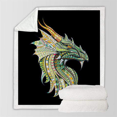 Image of Wyvern Black Sherpa Fleece Blanket