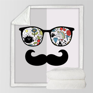 Disguise Glasses & Moustaches Sherpa Fleece Blanket