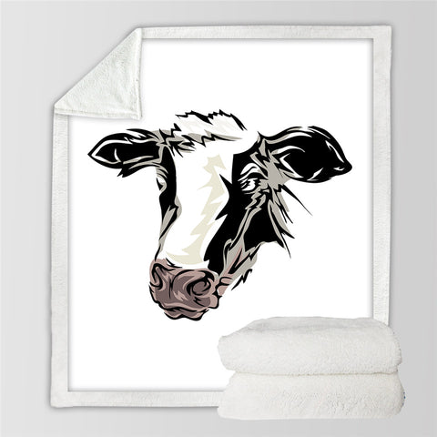 Image of Cow Face Sherpa Fleece Blanket