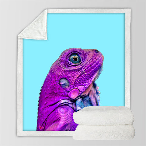 Image of Purple Lizard Themed Sherpa Fleece Blanket