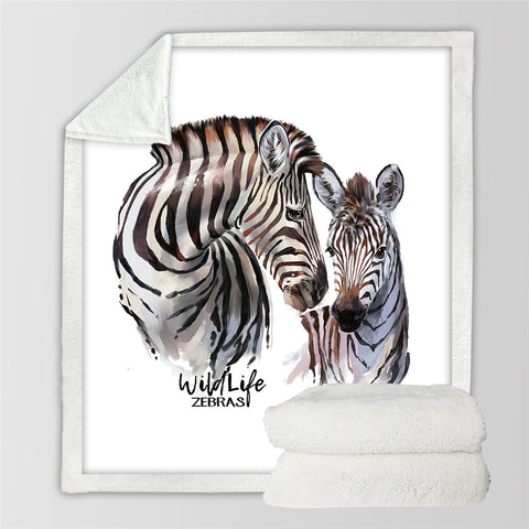 Image of Wildlife Zebras Themed Sherpa Fleece Blanket