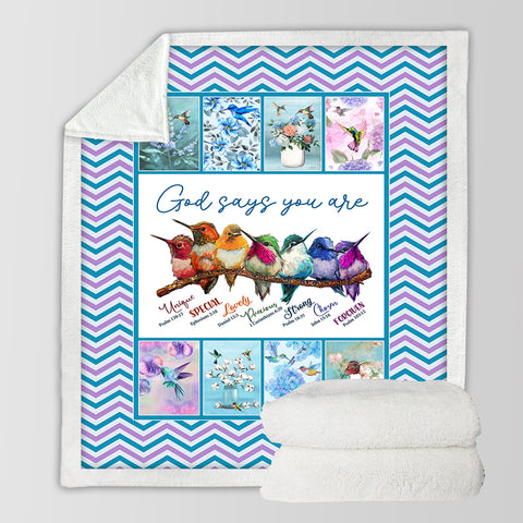 Image of God Says You Are - Colorful Sunbirds Theme SWMT9816 Fleece Blanket