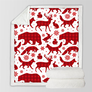 Christmassy Animal Shadows Sherpa Fleece Blanket