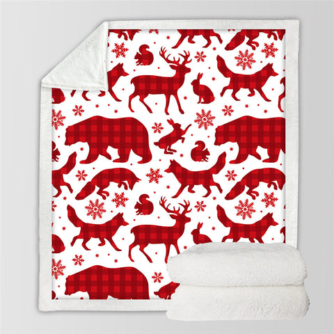 Image of Christmassy Animal Shadows Sherpa Fleece Blanket