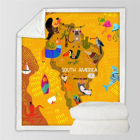 Image of South Africa Map Themed Sherpa Fleece Blanket - Beddingify
