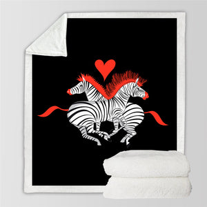 Love Zebras Sherpa Fleece Blanket