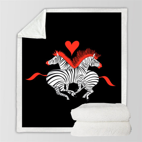 Image of Love Zebras Sherpa Fleece Blanket