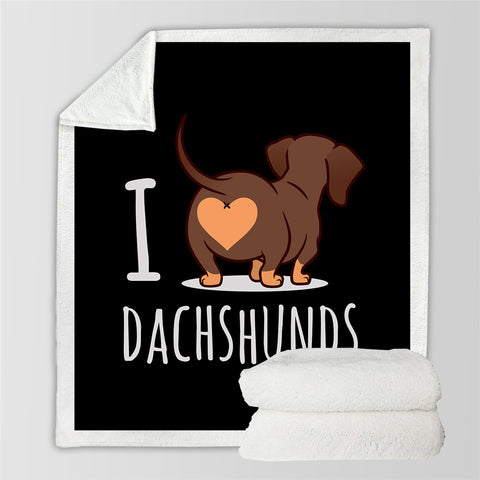 Image of I Love Dachshund Sherpa Fleece Blanket - Beddingify