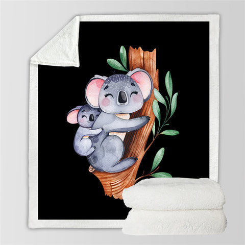 Image of Koala Themed Sherpa Fleece Blanket - Beddingify