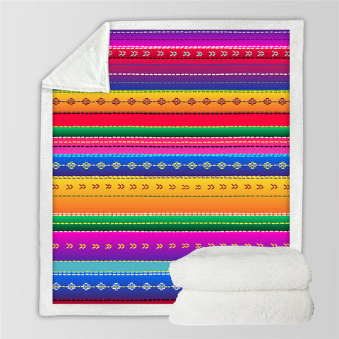 Image of Colorful Stripe African Themed Sherpa Fleece Blanket - Beddingify