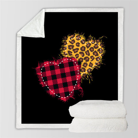 Image of Heart Designs Black Sherpa Fleece Blanket