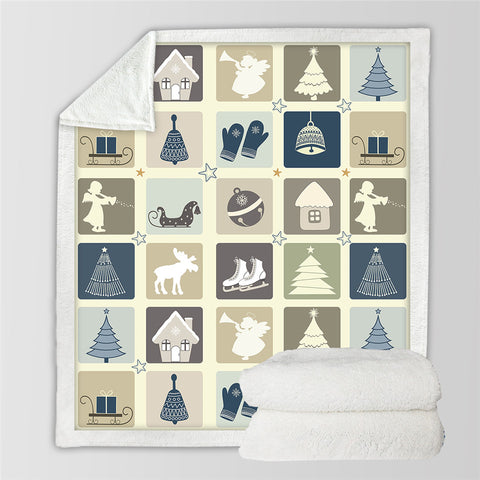 Image of Vintage Christmas Pattern Sherpa Fleece Blanket