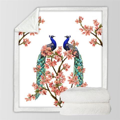 Image of Couple Peacock Sherpa Fleece Blanket