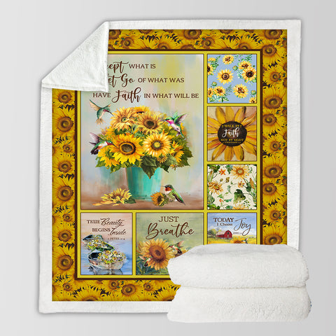 Image of True Beauty Begins Inside - Sunflowers Theme SWMT9809 Fleece Blanket