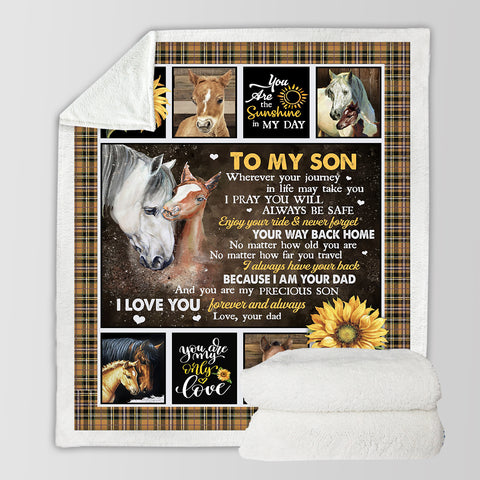 Image of To My Son You Are My Love Horse Theme SWMT9801 Fleece Blanket