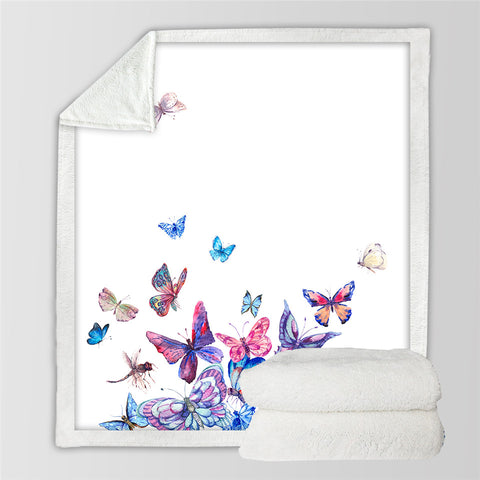 Image of Purple Butterflies Themed Sherpa Fleece Blanket