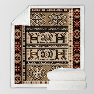 Aztec Designs Brown Sherpa Fleece Blanket