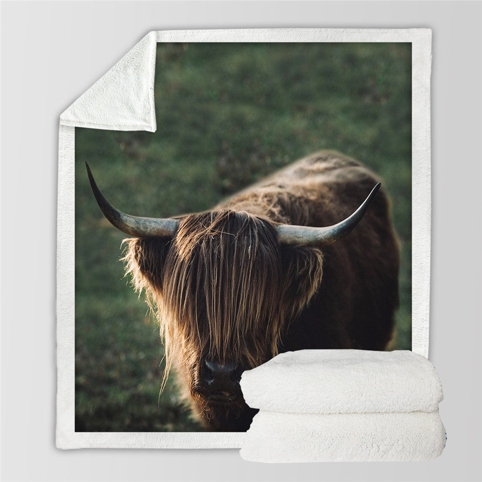 Wild Cow Sherpa Fleece Blanket