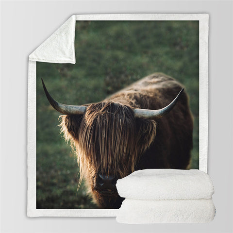 Image of Wild Cow Sherpa Fleece Blanket