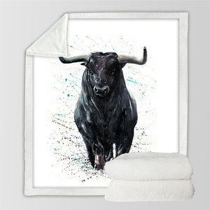 Black Bull Sherpa Fleece Blanket - Beddingify