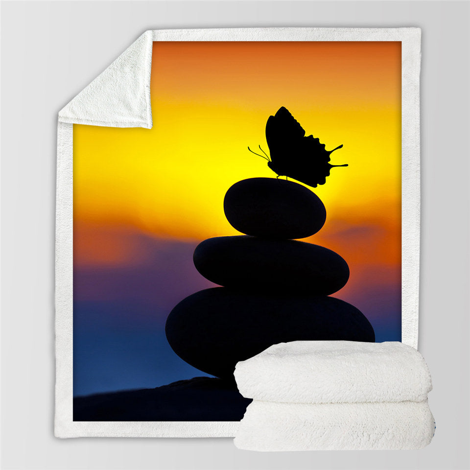 Butterfly Zen Sherpa Fleece Blanket