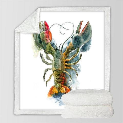 Image of Lobster Themed Sherpa Fleece Blanket - Beddingify