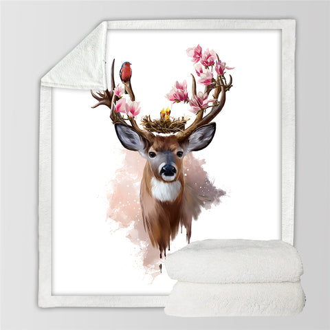 Image of Flower Elk Sherpa Fleece Blanket