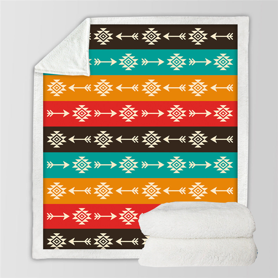 African Colorful Arrow Sherpa Fleece Blanket