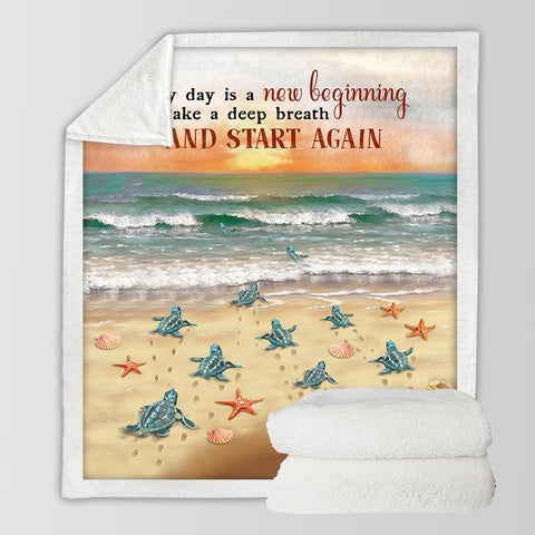 Image of New Beginning & Start Again - Sea Shore Theme SWMT9817 Fleece Blanket