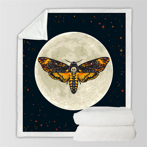 Image of Moon Moth Sherpa Fleece Blanket