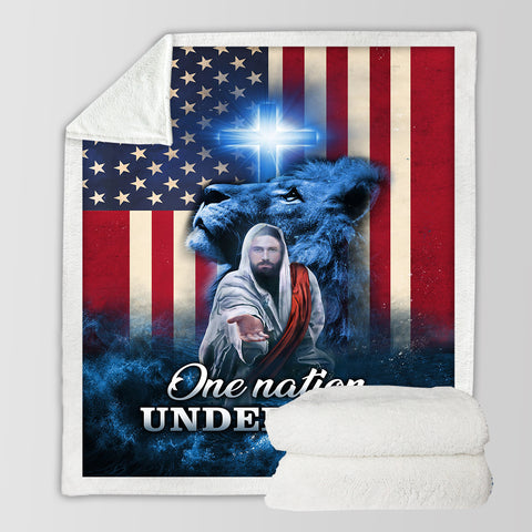 Image of One Nation Under God - America Flag SWMT9810 Fleece Blanket