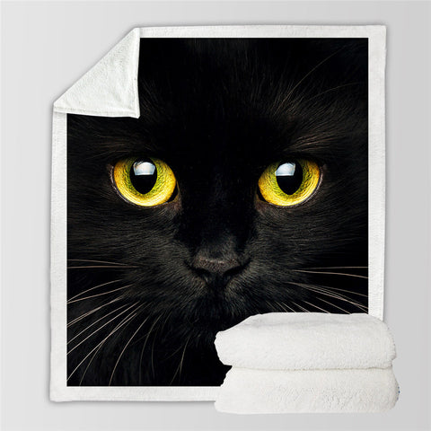 Image of Black Cat Mugshot SWMT2852 Sherpa Fleece Blanket