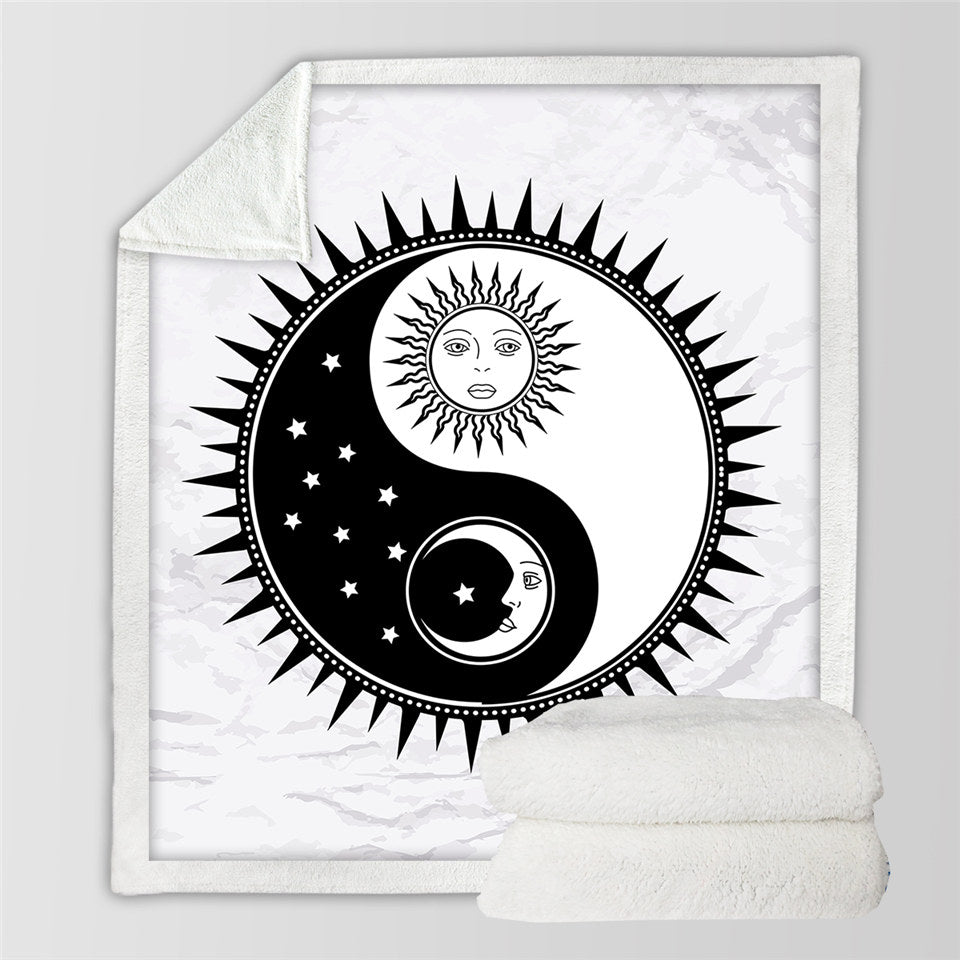 Yin Yang Moon Sun Sherpa Fleece Blanket