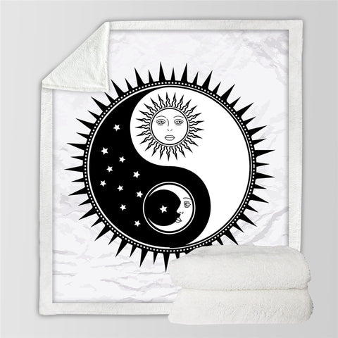 Image of Yin Yang Moon Sun Sherpa Fleece Blanket