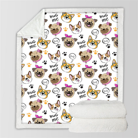 Image of Dog Emoji Sherpa Fleece Blanket