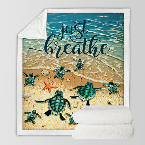 Image of Just Breathe Sea Shore Theme SWMT9803 Fleece Blanket