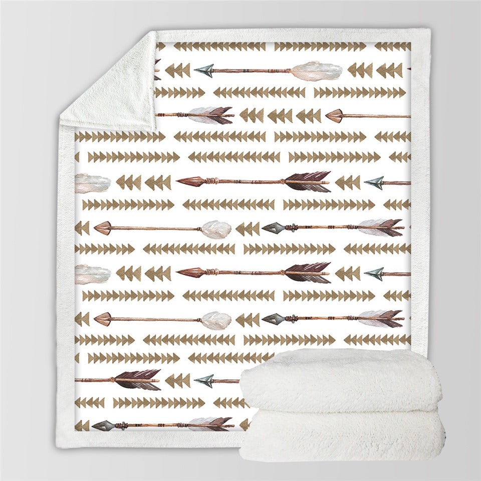 Ethnic Arrow Themed Sherpa Fleece Blanket - Beddingify