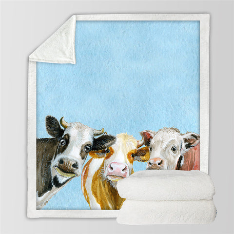 Image of Milk Cow Themed Sherpa Fleece Blanket