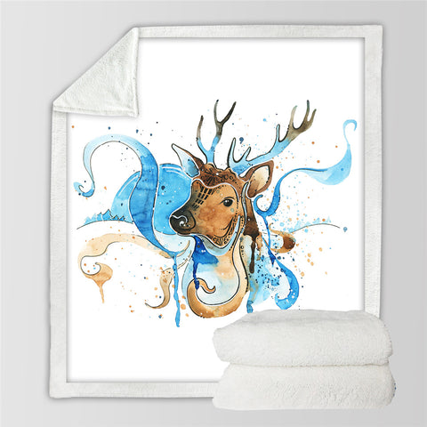 Image of Cartoon Deer Sherpa Fleece Blanket - Beddingify