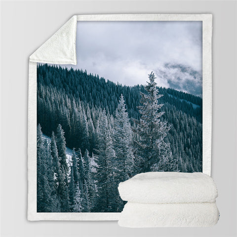 Image of Pine Forest Themed Sherpa Fleece Blanket