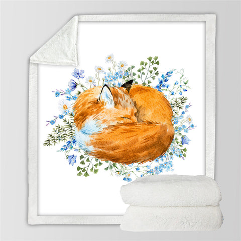 Image of Sleeping Fox Sherpa Fleece Blanket - Beddingify